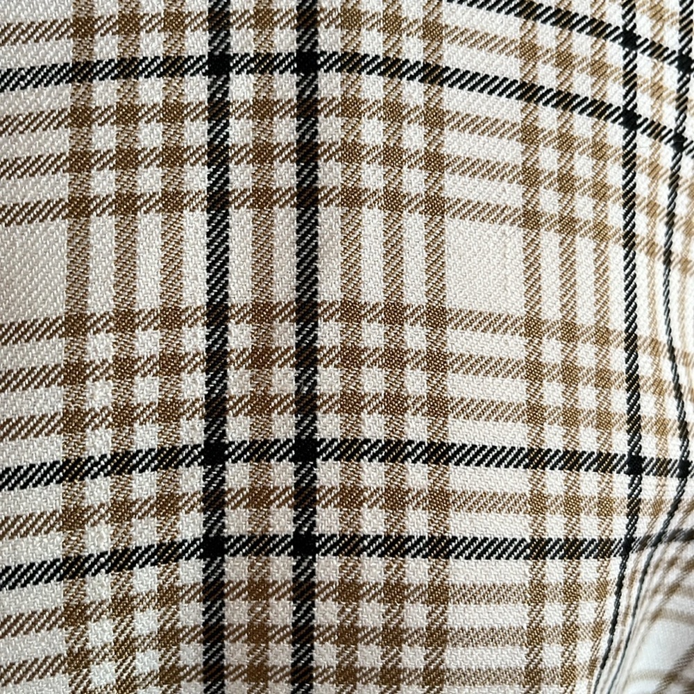 PrettyLittleThing Ivory,Beige & Black Plaid Ruffle Collar, Shirt Dress Size 10 - Picture 6 of 10